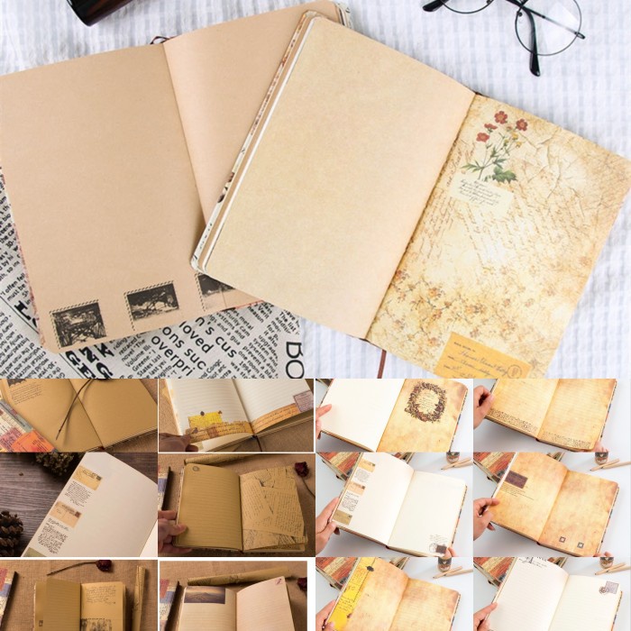 

ic 1 pcs buku jurnal Vintage hardcover scrapbook - Rosewood