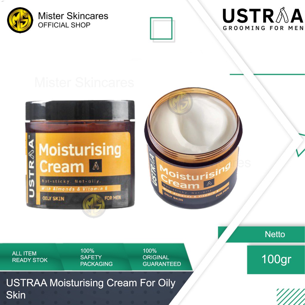 Cream Pelembab Pemutih Wajah Pria untuk Kulit Berminyak Ustraa Moisturising Cream For Oily Skin 100gr