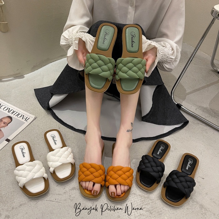 Sandal Wanita Flip Flop Slip On Sendal jepit Wanita Korea Import