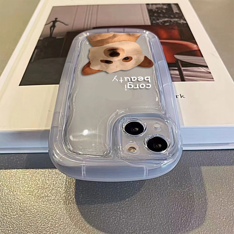 IPHONE Casing Ponsel Tahan Guncangan Anjing Lucu Kompatibel Untuk Iphone11 14 13 12 Pro XS Max Casing X XR 78 Plus Lembut Transparan TPU Silicone Cover