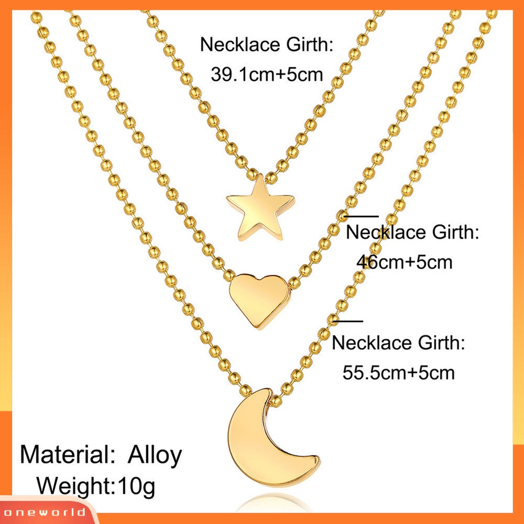 [EONE] Wanita Kalung Warna Solid Kokoh Multi-Layer Colorfast Stainless Hias Anti Karat Bentuk Bintang Adjustable Women Pendant Women Jewelry