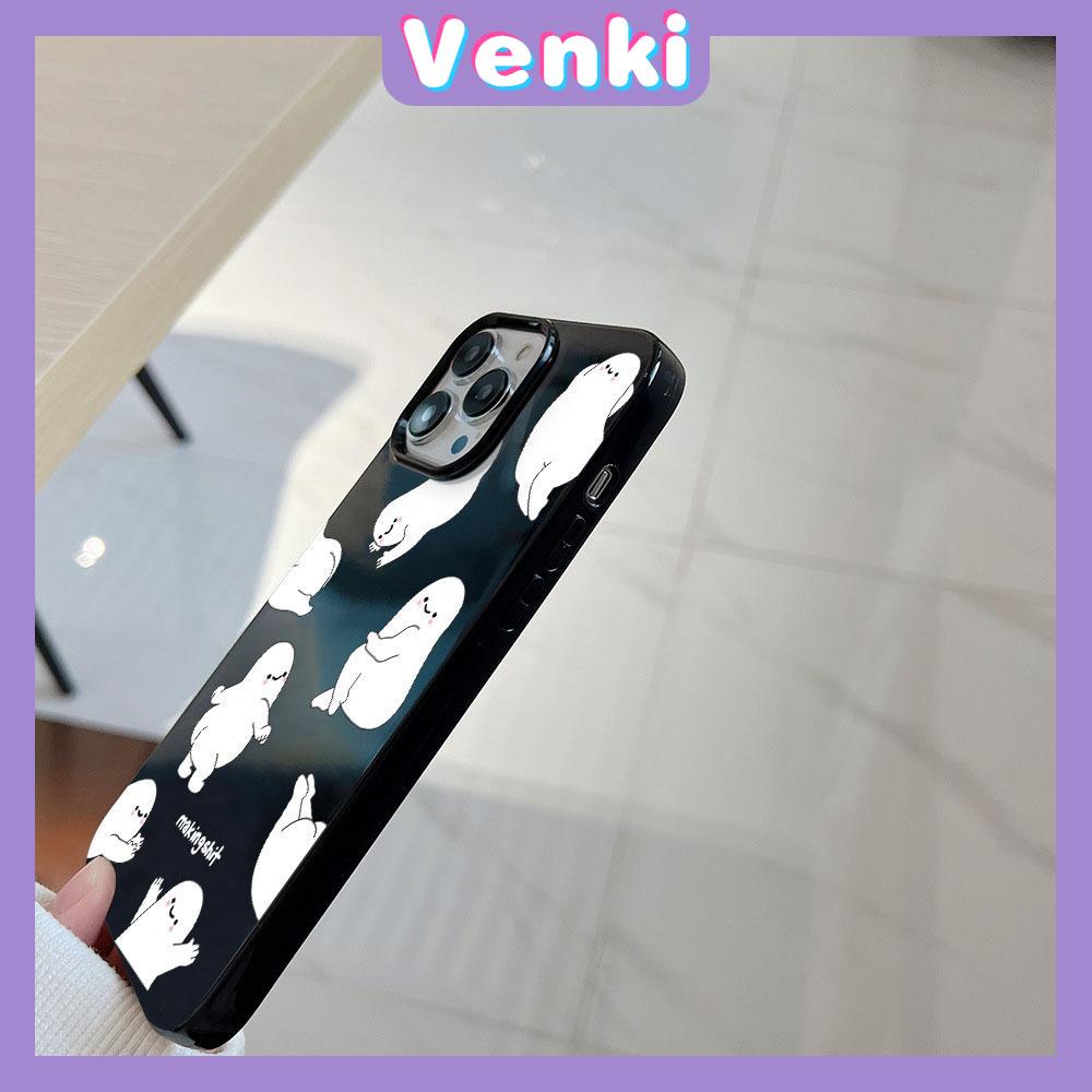 VENKI - For iPhone 11 iPhone Case Black Glossy TPU Soft Case Shockproof Protection Camera Abstract Cartoon Compatible with iPhone 14 13 Pro max 12 Pro Max xr xs max 7Plus 8Plus