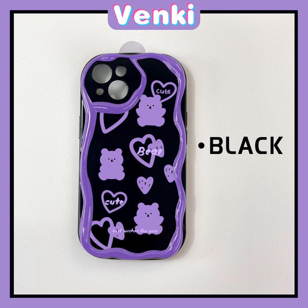 VENKI - For iPhone 11 iPhone Case 3D Curved Edge Wave Glossy Black TPU Airbag Shockproof Camera Cover Purple Bear Compatible with iPhone 14 13 Pro max 12 Pro Max xr xs max 7 8Plus