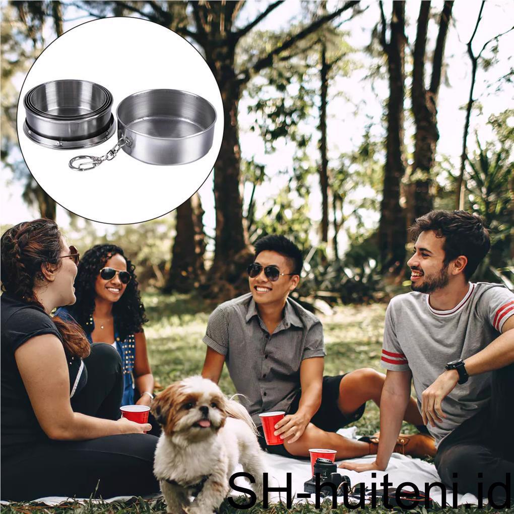 240ml Portabel Ditarik Cangkir Air Stainless Steel Anggur Gelas Lipat Gelas Mini Telescopic Folded Mug