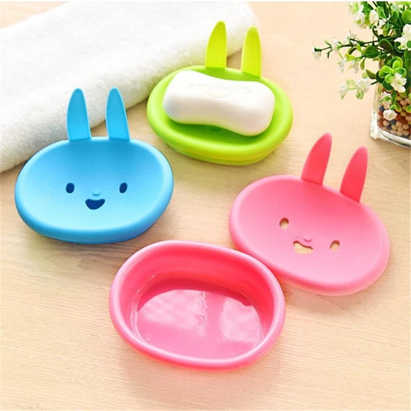 Kreatif Kartun Lucu Bunny Double Layer Detachable Soap Box Rack/Rak Sabun Desktop Kamar Mandi/Drain Soap Dish/Tempat Penyimpanan Sabun/Bathroom Tray Organizer Accessories