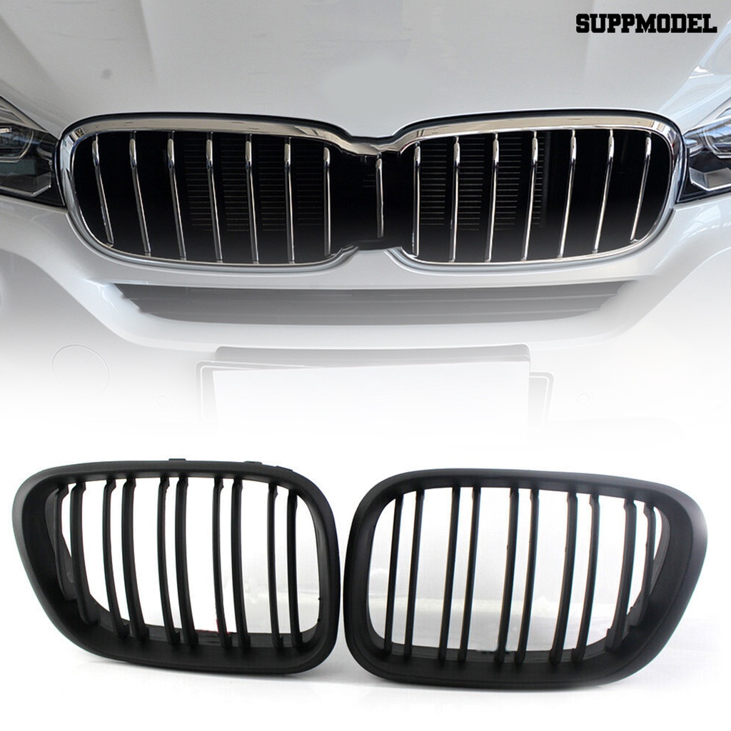 [SM Otomatis] 2Pcs Front Grille Double Line Kiri Kanan Matte Black Kidney Grill Panggangan 51138250052 51138250051 Untuk BMW X5 Series E53 99-03