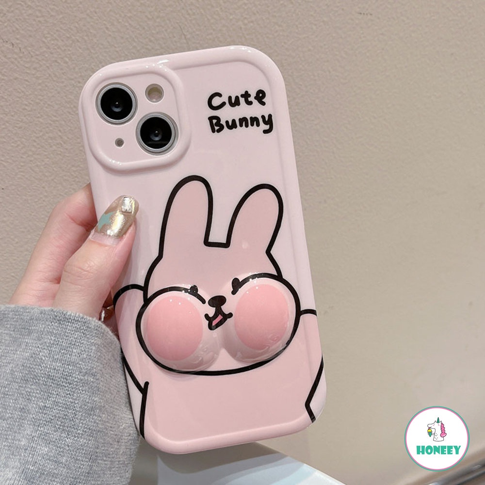 IPHONE Casing Ponsel Dekompresi Bunny Puppy 3D Yang Indah Untuk Iphone13 Pro Max14 12 11 14 Plus Penutup Belakang Pantat Lucu