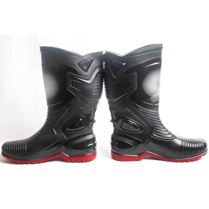 (COD) SEPATU BOOT TINGGI AP BOOTS AP MOTO 3 HITAM MERAH MOTOR SIZE 38-45 - 38