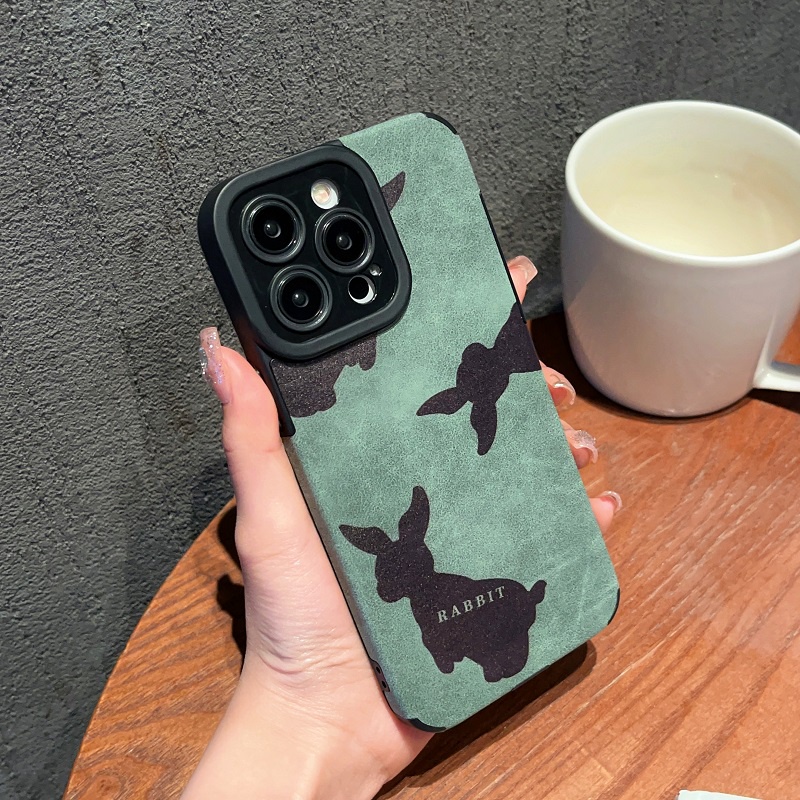 IPHONE Casing Pelindung Bahan Kulit Untuk Iphone14 13 12 11 Pro MAX X XR XS Max7 8 Plus soft case anti Jatuh Kelinci Lucu