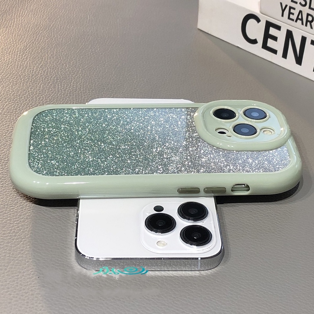 Casing Ponsel Bingkai Oval Glitter Ungu Muda Untuk iPhone 14 Pro 13 12 11 Pro Max Warna Permen Shockproof Bumper Penutup Belakang