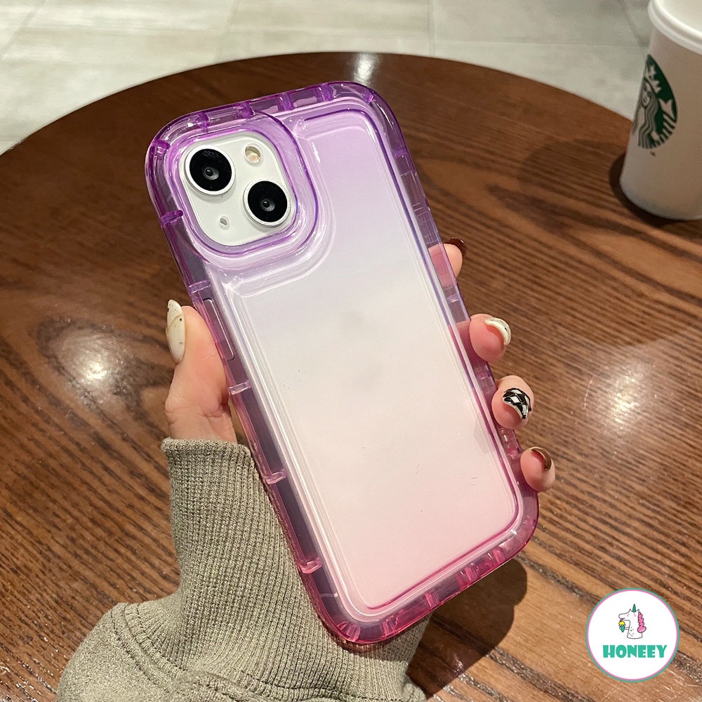 IPHONE Gradient Air Cushion Shockproof Phone Case Kompatibel Untuk Iphone11 14 12 13 Pro Max 14 Pro Silikon Pelindung Bumper Clear Cover