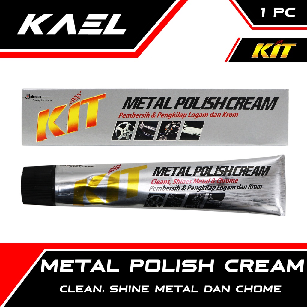 KIT Metal Polish Cream Clean Shine Metal &amp; Chrome Krim Pembersih Pengkilap Logam Kuningan 50 Gram gr