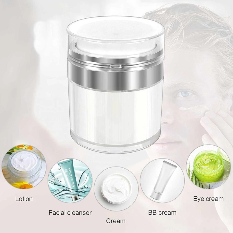 Toples Pompa Airless Kosong Anti Bocor Portabel/Wadah Kosmetik Isi Ulang/Travel Sample Acrylic Vacuum Botol Cream Wajah