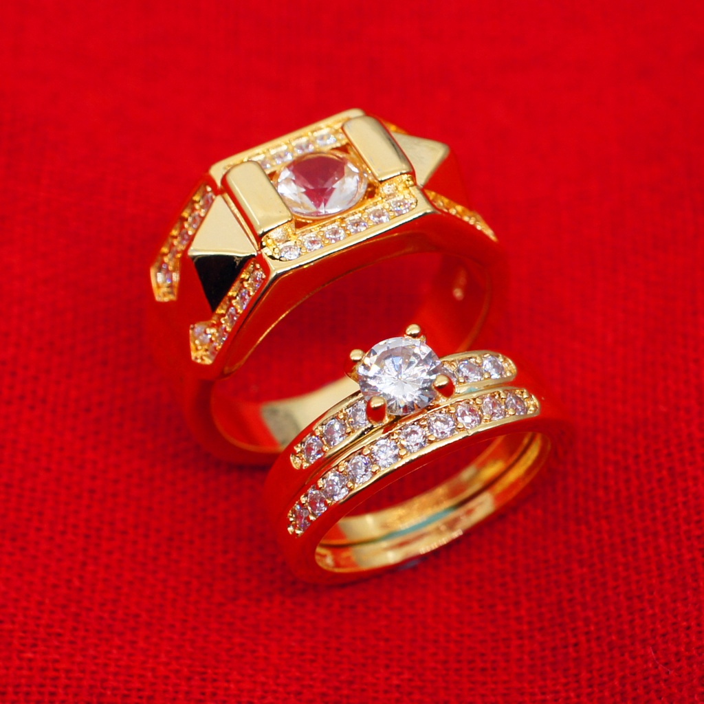 Aksesoris Perhiasan Fashion Goldkingdom Ready Stock Pecinta Emas &amp;#039; Cincin Hias Pria&amp;#039;s Dan Wanita&amp;#039; Cincin s.