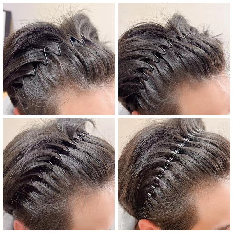 Fashion Pria Hairband Jepit Rambut Cuci Rambut Hitam Tak Terlihat Ikat Kepala Gelombang Perempuan Minimalis Hiasan Kepala