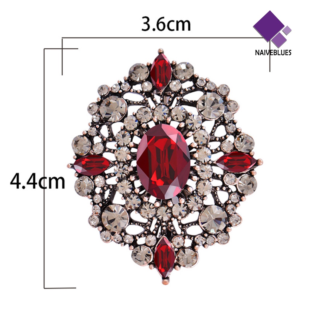 &lt; Naiveblues &gt; Wanita Bros Gaya Istana Vintage Bentuk Oval Cubic Zirconia Hadiah Hias Lapel Pin