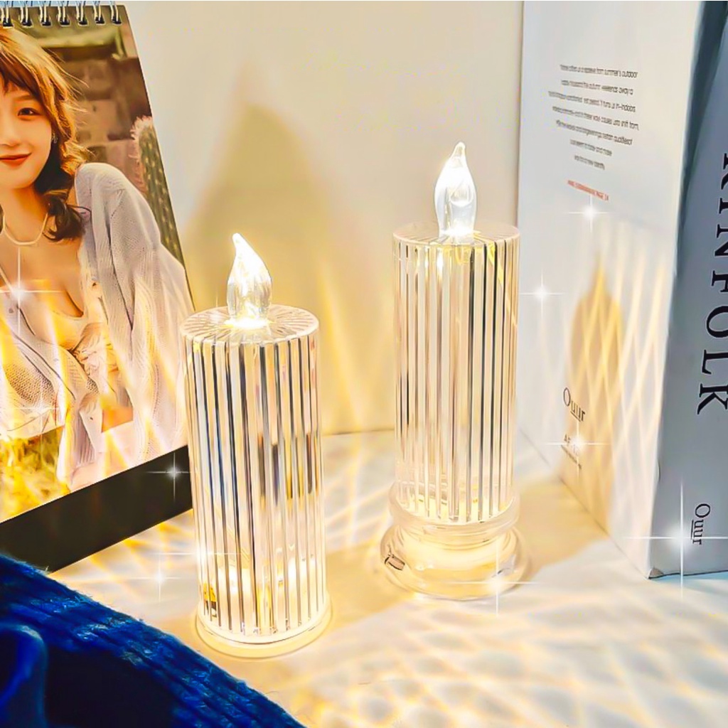 Lilin Proyeksi SINAR Elektrik LED Besar 6.3 x 18.3cm (Dengan Tatakan) Korea Aesthetic Projection
