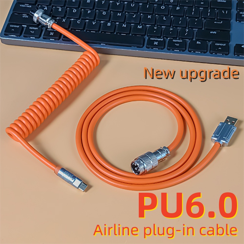 Kabel Lilit Keyboard Mekanik Kawat Tipe C Kabel USB Custom Gaming Coiled Aviator Komputer Aviation Connector Kabel Cas