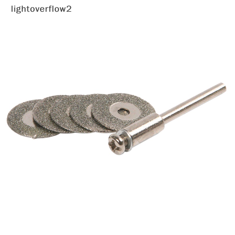 [lightoverflow2] Hot 5pcs 22mm Emery Diamond cutg blades Mata Bor+1 Mandrel Untuk Dremel Set [ID]