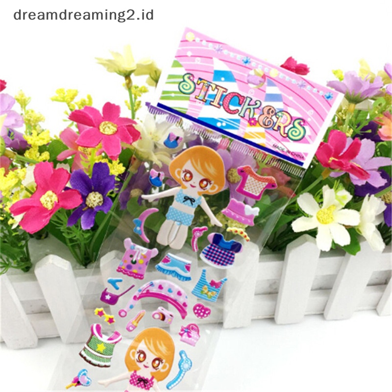 (drea) 5lembar 3D Puffy Bubble Stiker Mainan Dress up Anak Perempuan Baju Ganti Mainan Anak//