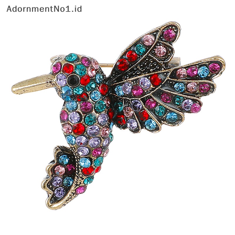 [AdornmentNo1] Fashion Wanita Hewan Berlian Imitasi Burung Bros Untuk Wanita Hummingbird Lapel Pin Pakaian Pesta Perhiasan Aksesoris [ID]