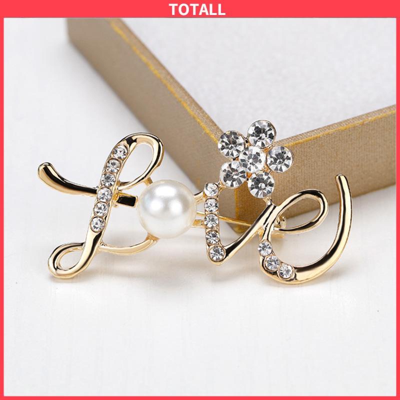 COD Bunga mutiara berlian brooch surat cinta-Totall