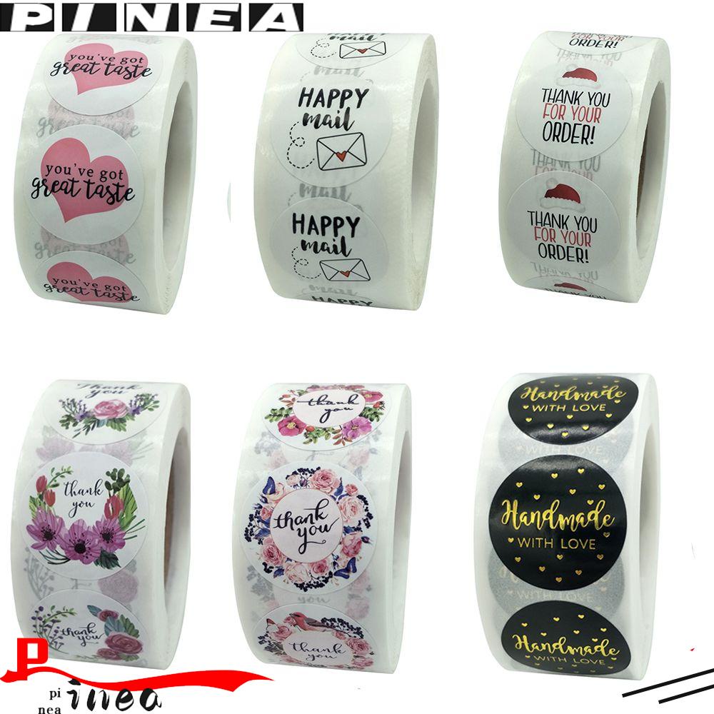 Nanas 500 Pcs Thank You Stiker DIY Kerajinan Dekorasi Pernikahan Happy Mail Sticker roll label Bulat Gift Paper Sticker