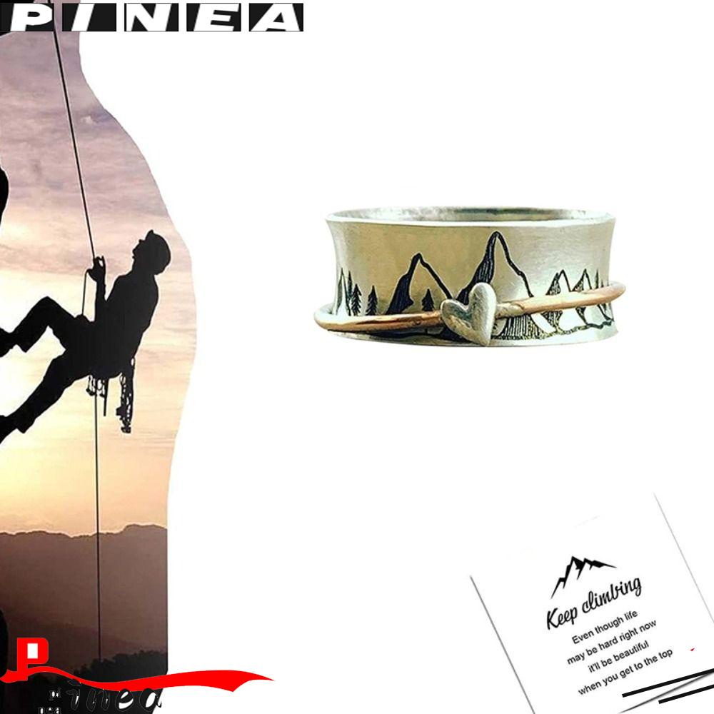 Nanas Tetap Mendaki Cincin Perak Cincin Pola Gunung Antik Yang Dipersonalisasi Baru