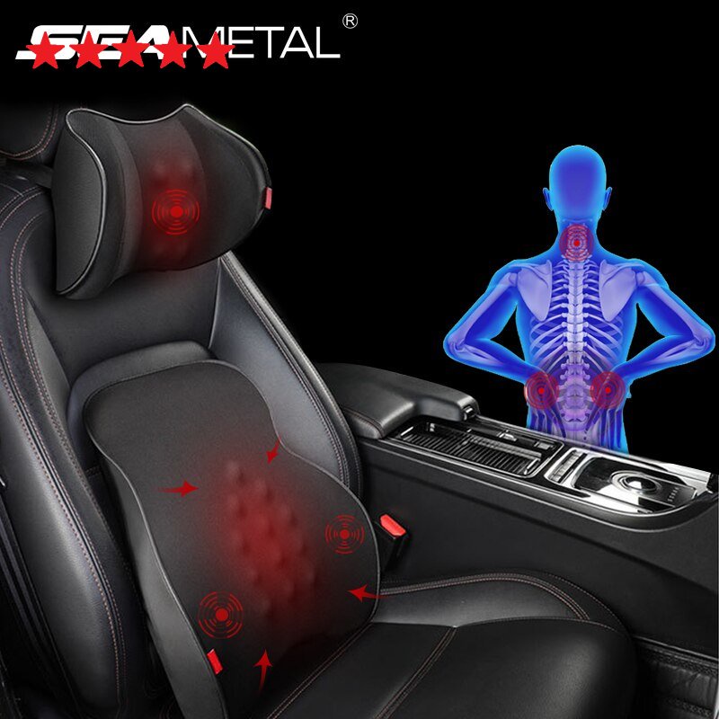 Mobil Sakit Pinggang Bantal Elektrik Massage Lumbar Sandaran Leher Punggung Lembut Kulit Cushion DUD