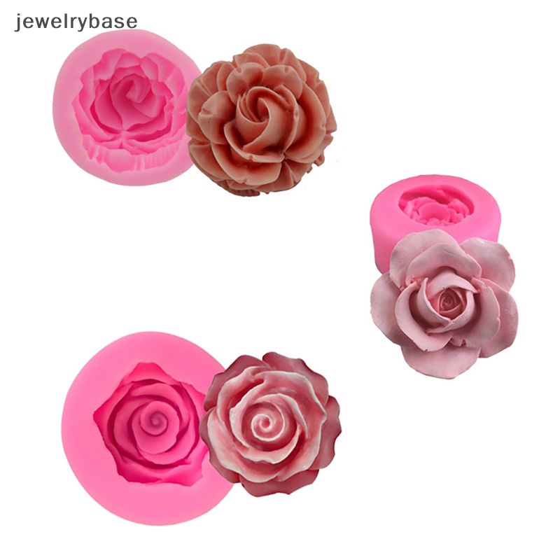 [jewelrybase] 3d Bunga Mekar Bentuk Mawar Fondant Silikon Sabun Kue Cetakan Cupcake Baking Alat Butik