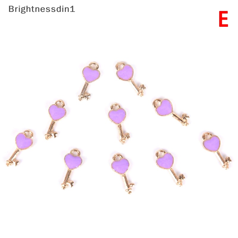 [Brightnessdin1] 10pcs/set Enamel Alloy Cinta Kunci Kunci Ch Liontin Perhiasan DIY Membuat Kerajinan Butik
