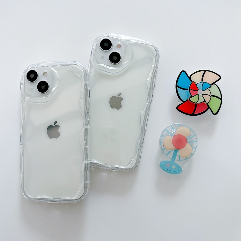 Kipas Angin Windmill Popsocket Gelombang Bening Soft Case HP iP iPhone X XS XR 11 12 13 14 Pro Max Woman Girl FTD Casing Apple