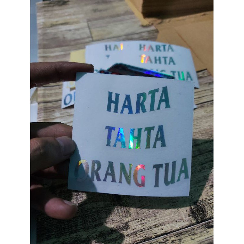 CUSTOM STICKER NAMA STIKER HARTA TAHTA ORANG TUA CUTTING