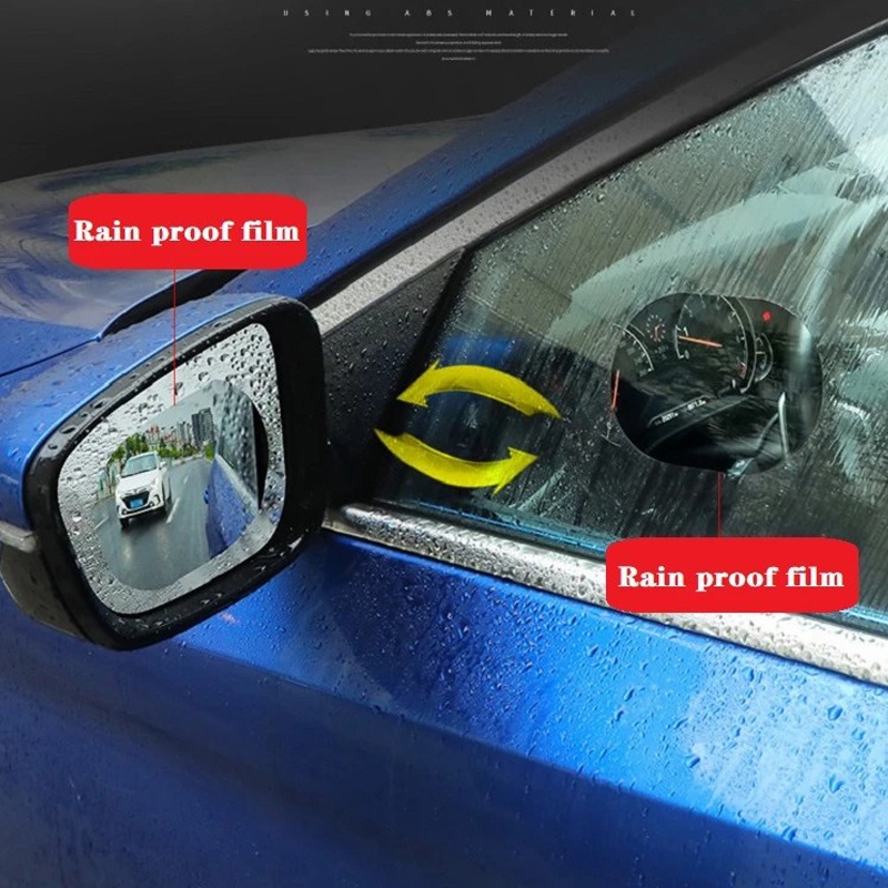 2pcs Kaca Spion Mobil Film Tahan Air Kaca Film Side Mirror Kaca Film Rainproof Anti Kabut Film Mist Film Transparan Berlapis Nano Stiker Pelindung Untuk Mobil Bus Truk Kamar Mandi