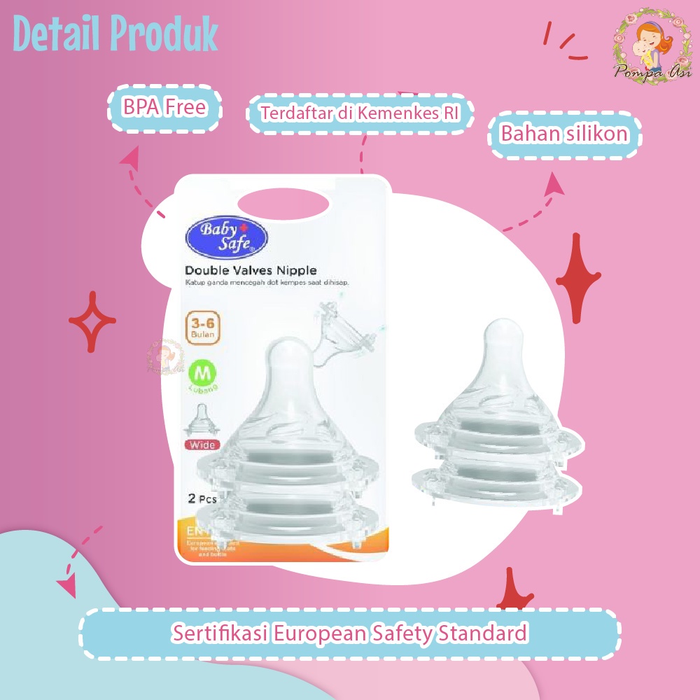 Dot Wide Neck Baby Safe Original Isi 2 Pcs / Dot Botol Susu Bayi / Dot Bayi