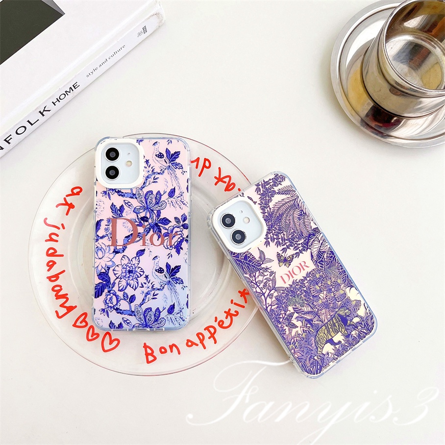 Compatible For IPhone 14 13 12 11 Pro Max X XR Xs Max 8 7 Plus SE 2020 Kompatibel Untuk Bunga Ungu Hutan IMD Laser Gradiasi Ponsel Case TPU Lembut Shockproof Cover Pelindung