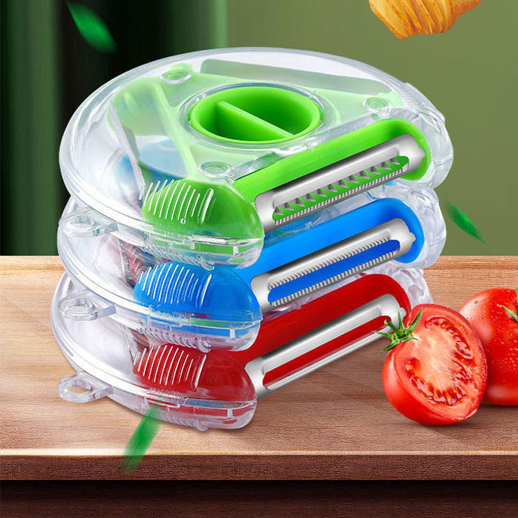 Buah 3-in-1 Stainless Vegetable Slicer Rotating Handle Penghancur Dapur