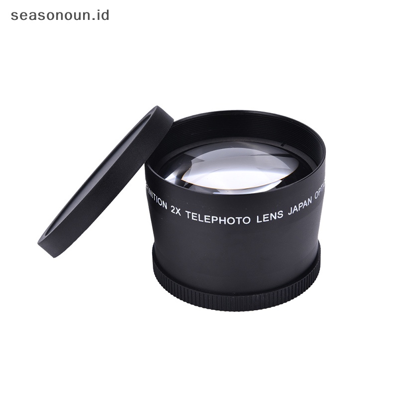 Lensa Tele Profesional Seasonoun 58mm 2.0X+kain Pembersih Untuk Canon Nikon Sony Pentax.