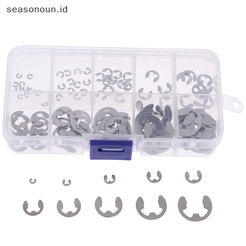 Seasonoun 120Pcs/Box 304stainless Steel E-Clip Penahan Circlip Aneka Kit M1.5~M10.