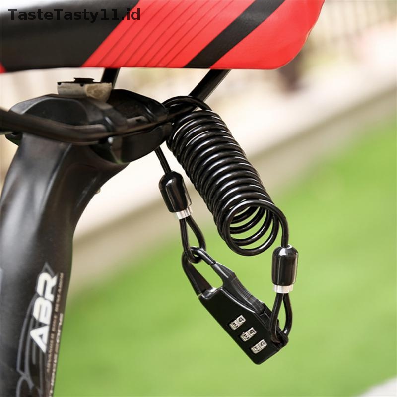 Tastetasty Kunci Helm Portable Steel Cable Lock Sepeda Kombinasi Password 3digi.