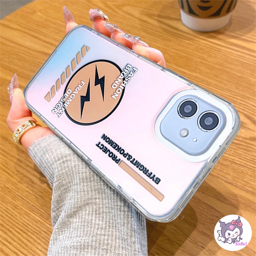 IPHONE Kompatibel Untuk Iphone11 14 13 12 Pro Max8 7Plus X Xs Xr Xs Max SE 2020 Mode Sederhana Petir Sprite Laser Gradien Perlindungan Lensa Casing Ponsel TPU Lembut Anti Jatuh Cover XJJJJ