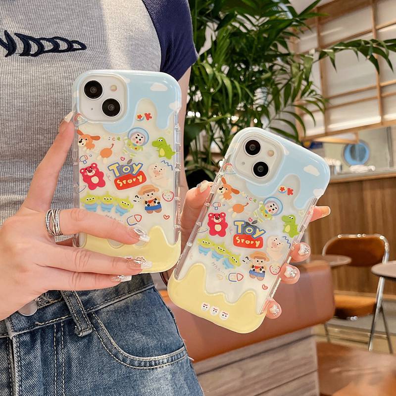 【3D Ice Cream】Cute Clear Toy Story Soft Case IPhone 7 8 Plus XR XS Max 11 12 13 14 Pro Max 14 Plus for Women Girl Gift Cartoon Disney