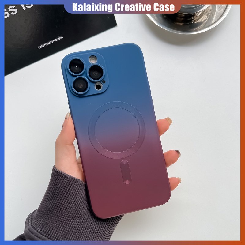 IPHONE Casing Ponsel Fungsi Magnetik Gradasi Untuk Iphone14Plus14Pro Max13Pro Max13Pro 13pro 14pro11dengan Film Perlindungan Lensa Silikon Lembut Penutup Belakang