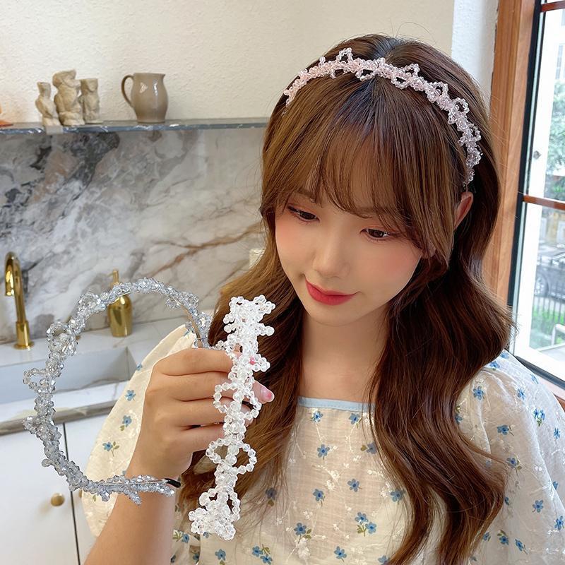 Korea Kristal Mutiara Bando Fashion Alloy Rambut Band Aksesoris Rambut Wanita