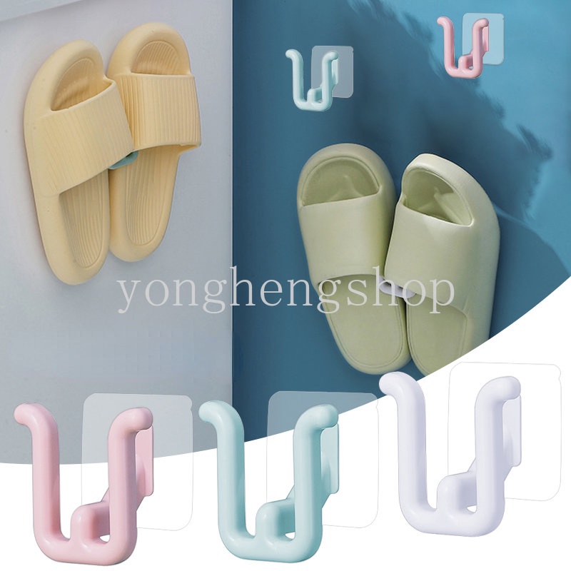 1/3pcs Rak Sandal Bebas Pukulan Perekat Diri Penyimpanan Sandal Kait Multifungsi Rak Drainase Dinding Dipasang Kait Rak Pengering Sepatu Organizer Kamar Mandi