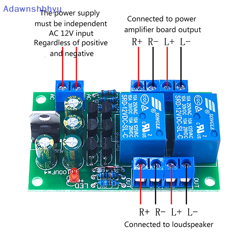 Adhyu Papan Perlindungan Speaker Audio Boot Delay DC Protect Kit DIY Double Channel ID