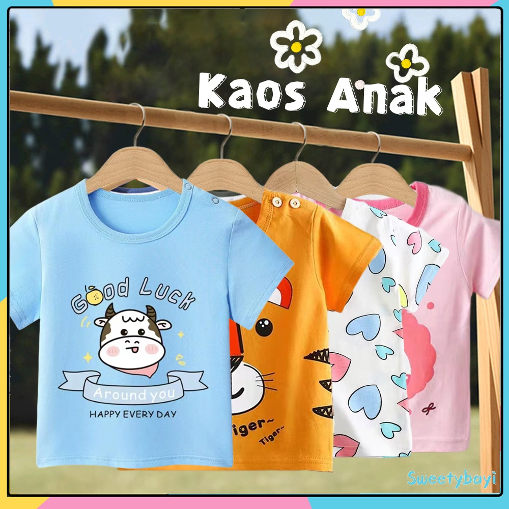 SweetyBayi Kaos anak laki laki perempuan Baju atasan anak lengan pendek karakter