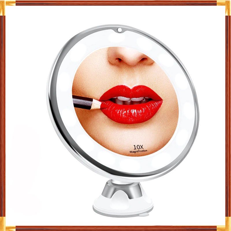 MURAH Mirroair LED Make Up Mirror Cermin Lampu Kaca Pembesar 10X - CY026 - White MURAH