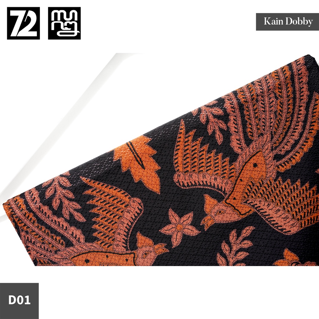 BAHAN BATIK PREMIUM Dobby Dobi Dobbi Dolbi Motif Burung Warna Hitam Orange 723657 Cap 72 Jarik Jarit Samping Kebat Panjang Batik Dobby Modern Premium Bahan Seragam Batik Pernikahan Kantor Keluarga Murah Kamen Jadi Batik Bali Lembaran