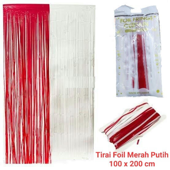 Tirai Foil Merah Putih Murah 2 meter Dekorasi 17 Agustus Grosir Party Curtain Dekorasi 17an Kemerdekaan RI Merah Putih Harga Grosir Termurah